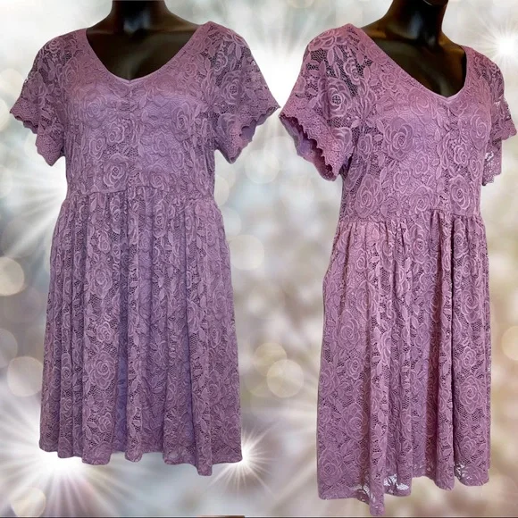 Torrid Purple Lace Skater Dress Size 1 1XL & 2 2XL New with tags - Picture 10 of 15